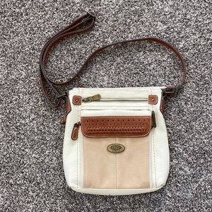 EUC b.o.c. Cream, Brown & Tan Leather-Like Crossbody